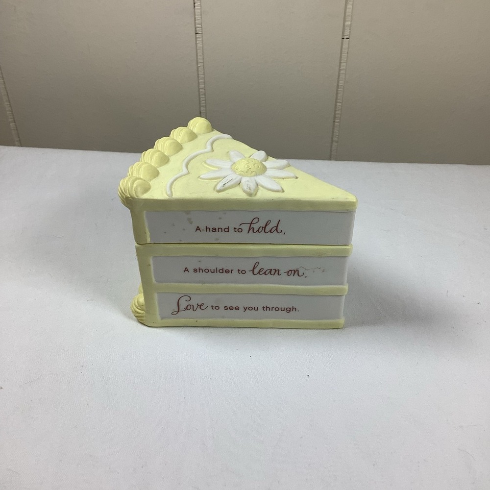 Hallmark Porcelain Trinket Box Cake Slice Yellow Daisy Love Keepsake